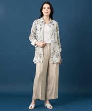 PYLGE14360 CHRISTIAN AUJARD(小さいサイズ)(メゾン ドゥ サンク) ワッシャーサテンセミワイドパンツ ベージュ