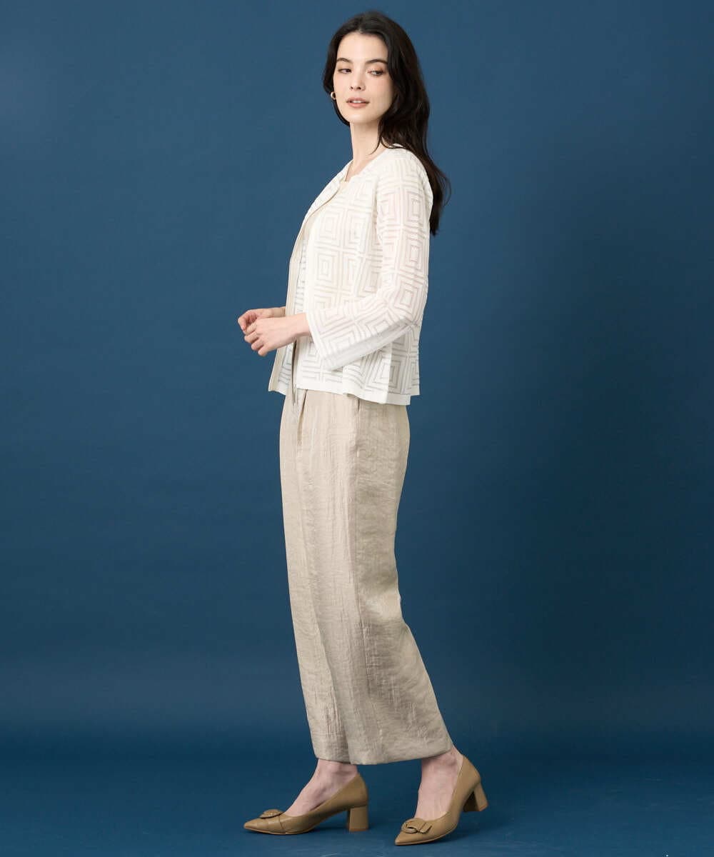 PYLGE14360 CHRISTIAN AUJARD(小さいサイズ)(メゾン ドゥ サンク) ワッシャーサテンセミワイドパンツ ベージュ