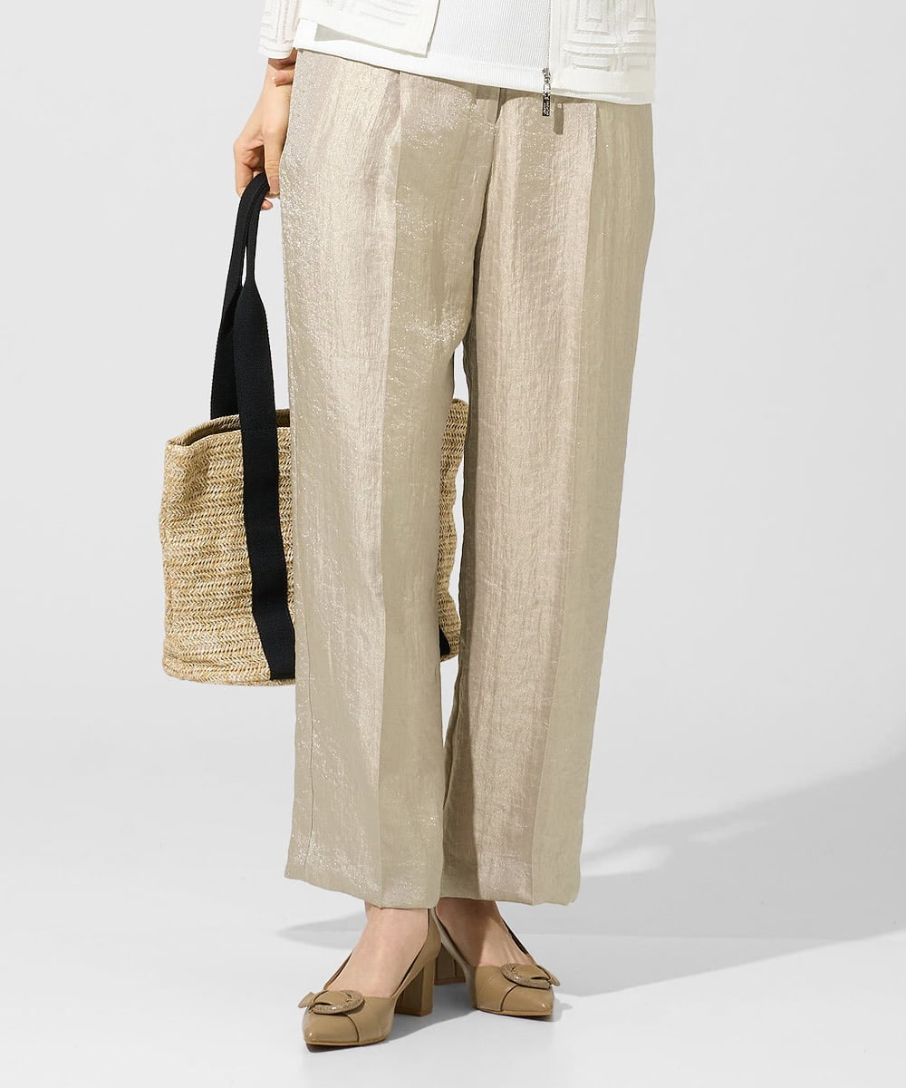 PYLGE14360 CHRISTIAN AUJARD(小さいサイズ)(メゾン ドゥ サンク) ワッシャーサテンセミワイドパンツ ベージュ