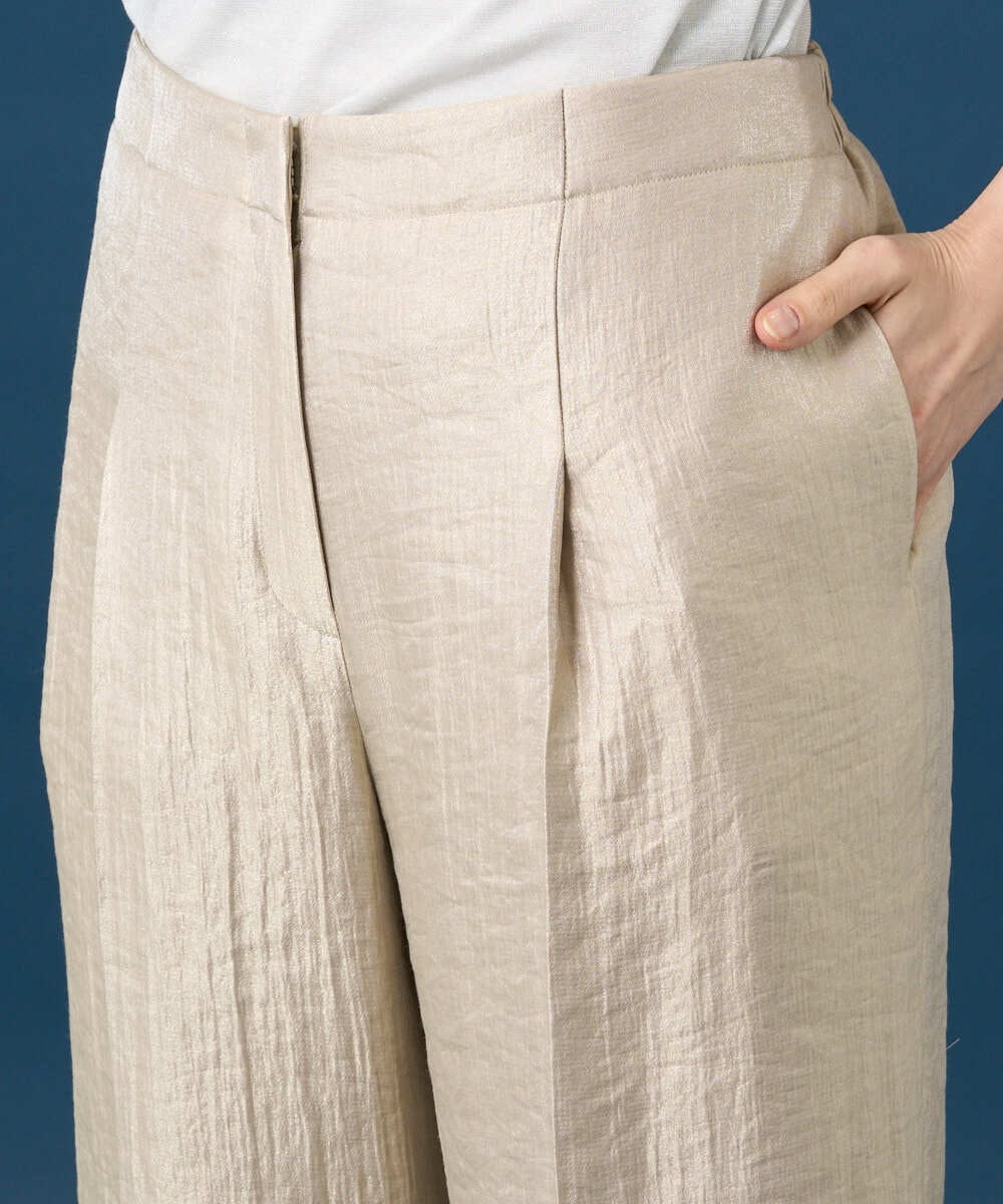 PYLGE14360 CHRISTIAN AUJARD(小さいサイズ)(メゾン ドゥ サンク) ワッシャーサテンセミワイドパンツ ベージュ