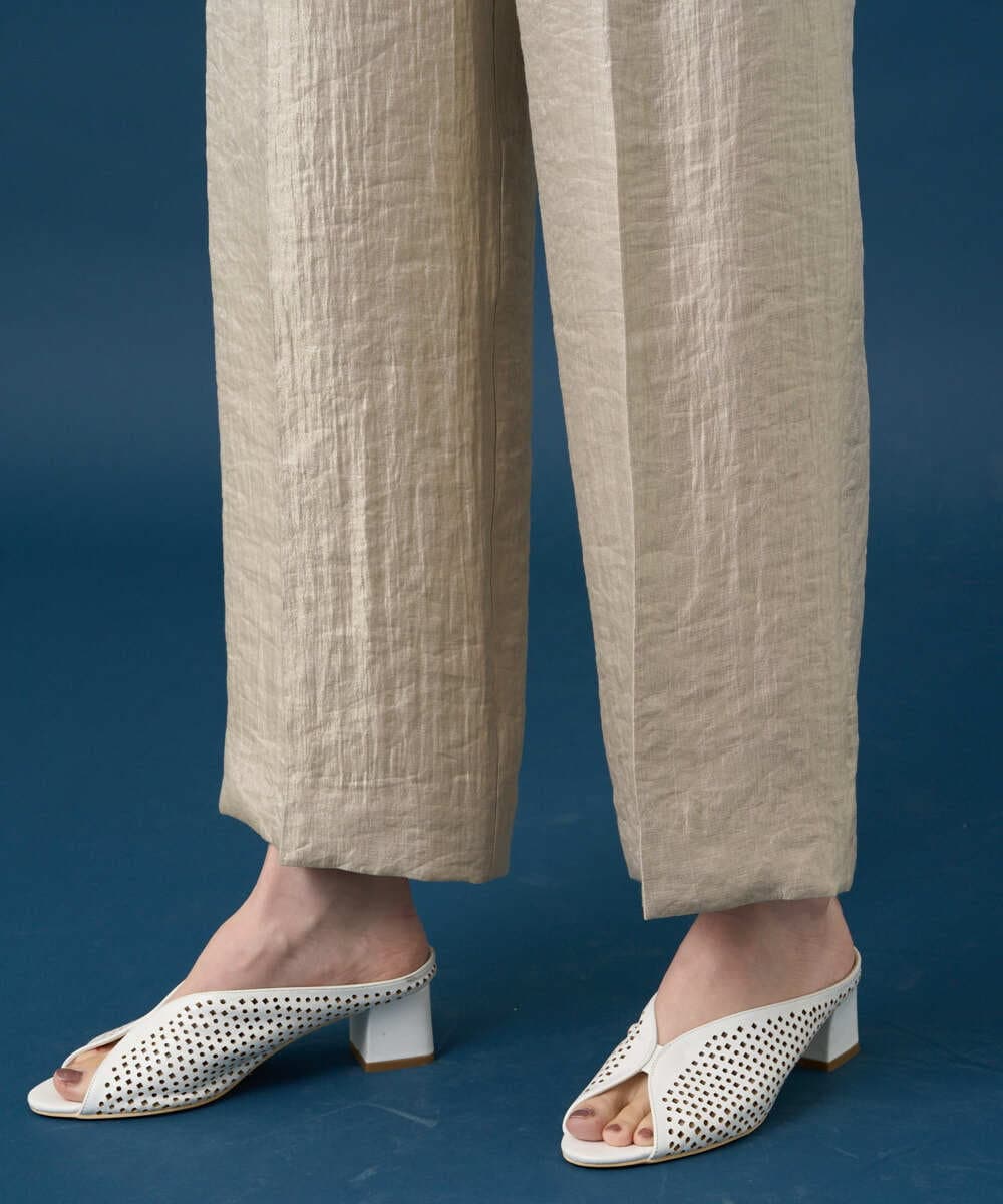 PYLGE14360 CHRISTIAN AUJARD(小さいサイズ)(メゾン ドゥ サンク) ワッシャーサテンセミワイドパンツ ベージュ