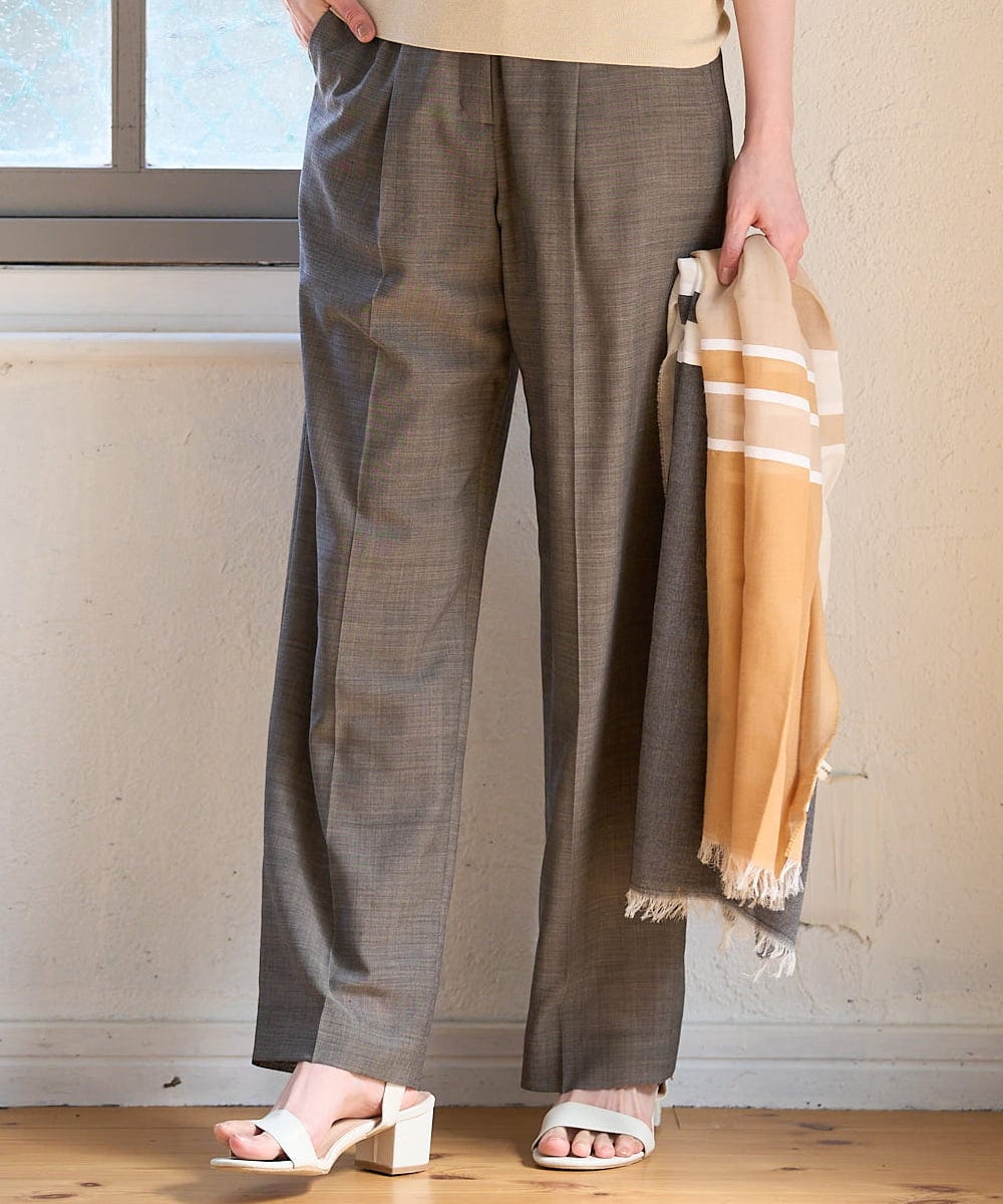 PYLGF59390 CHRISTIAN AUJARD(小さいサイズ)(メゾン ドゥ サンク) [イージーケア/セットアップ可能]サマーウールパンツ ブラウン