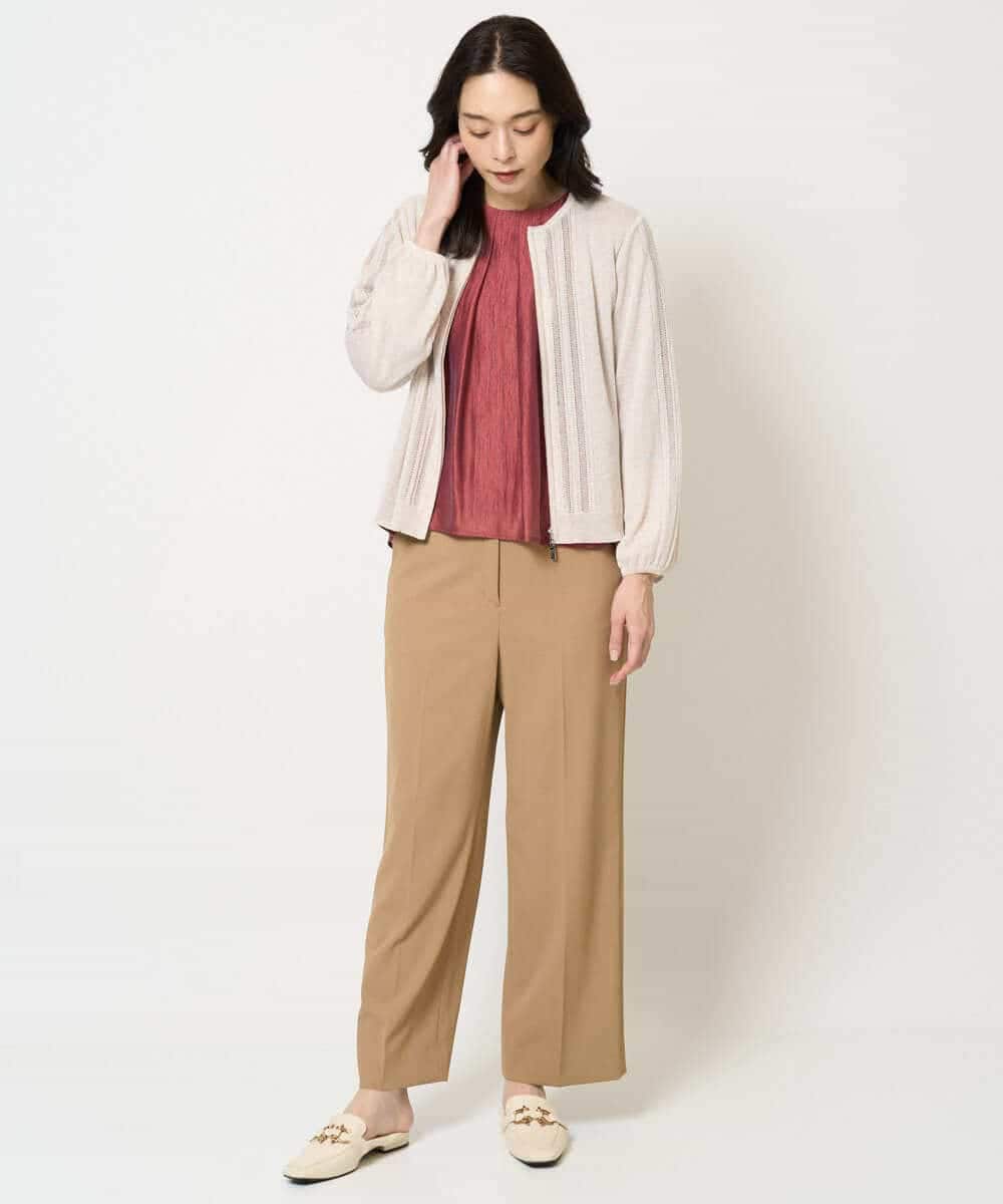 PYLHA10270 CHRISTIAN AUJARD(小さいサイズ)(メゾン ドゥ サンク) [接触冷感･吸水速乾･紫外線防防止]美シルエットセミワイドパンツ ブルー
