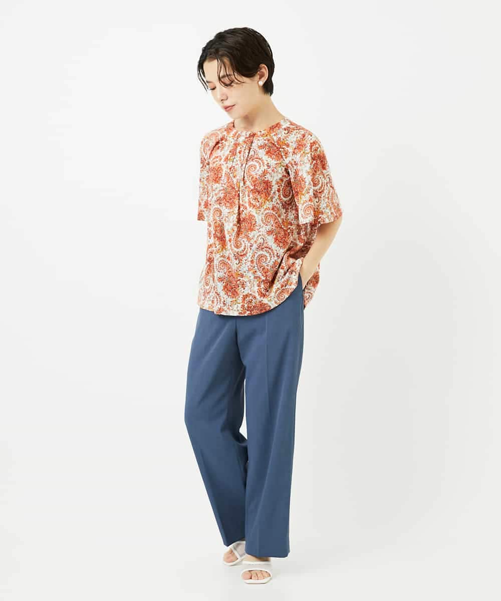 PYLHA10270 CHRISTIAN AUJARD(小さいサイズ)(メゾン ドゥ サンク) [接触冷感･吸水速乾･紫外線防止]美シルエットセミワイドパンツ ブルー