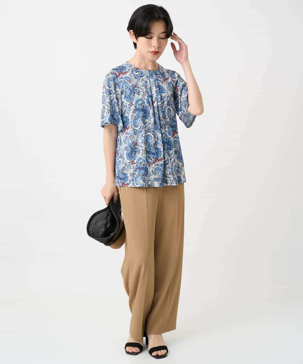 PYLHA10270 CHRISTIAN AUJARD(小さいサイズ)(メゾン ドゥ サンク) [接触冷感･吸水速乾･紫外線防止]美シルエットセミワイドパンツ ブルー