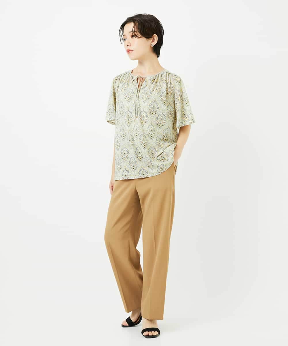PYLHA10270 CHRISTIAN AUJARD(小さいサイズ)(メゾン ドゥ サンク) [接触冷感･吸水速乾･紫外線防止]美シルエットセミワイドパンツ ブルー
