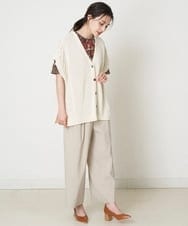 PYLHP24270 CHRISTIAN AUJARD(小さいサイズ)(メゾン ドゥ サンク) タック入りリネンパンツ ベージュ