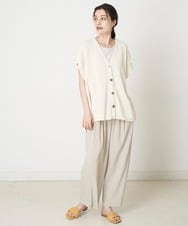 PYLHP24270 CHRISTIAN AUJARD(小さいサイズ)(メゾン ドゥ サンク) タック入りリネンパンツ ベージュ