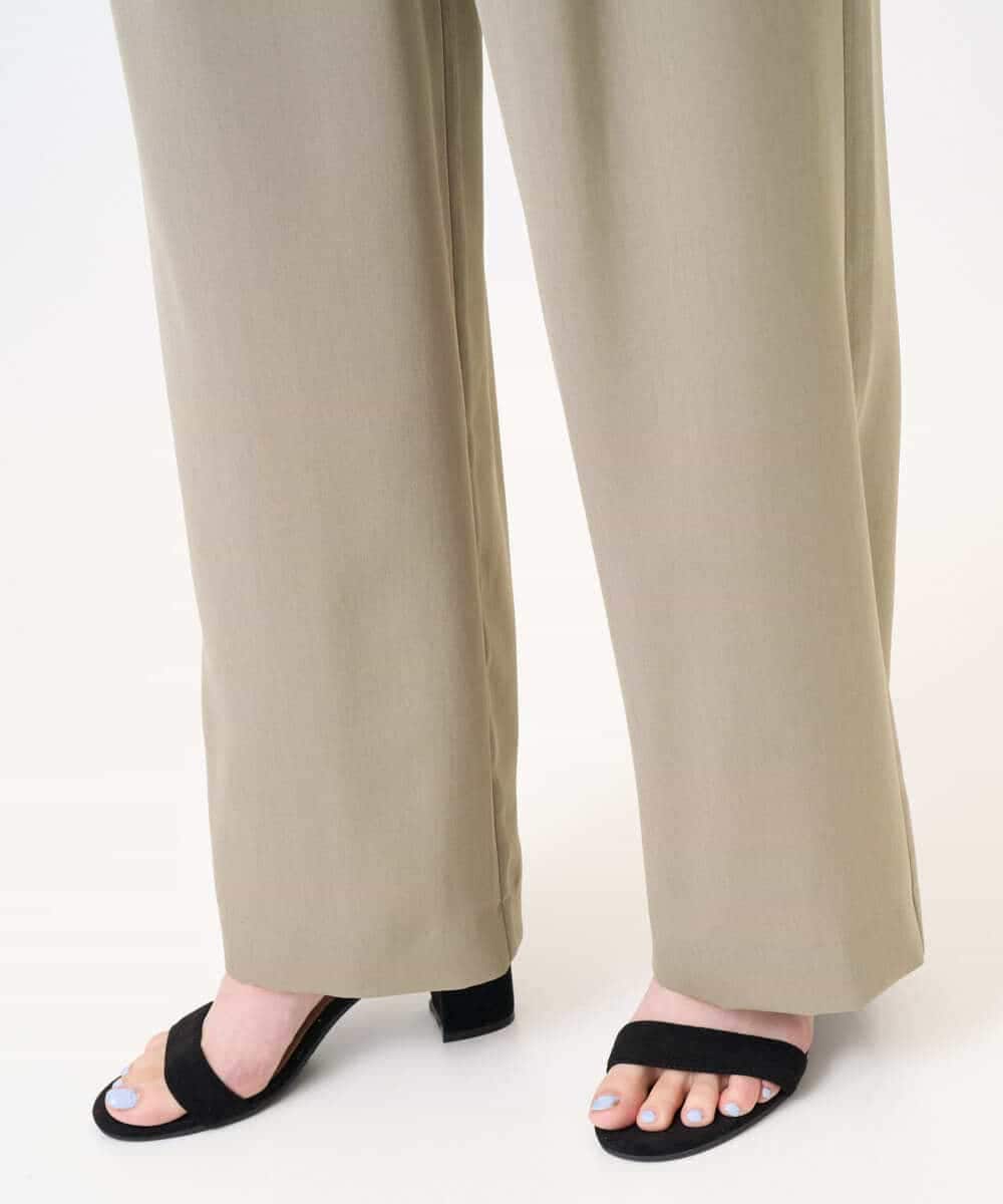 PYLJB19270 CHRISTIAN AUJARD(小さいサイズ)(メゾン ドゥ サンク) タック入りセミワイドパンツ グレージュ