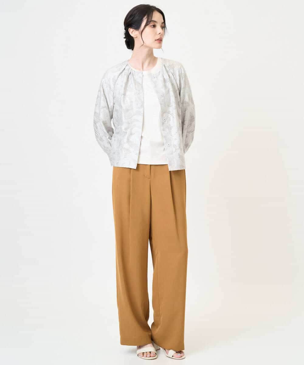 PYLJB19270 CHRISTIAN AUJARD(小さいサイズ)(メゾン ドゥ サンク) タック入りセミワイドパンツ グレージュ