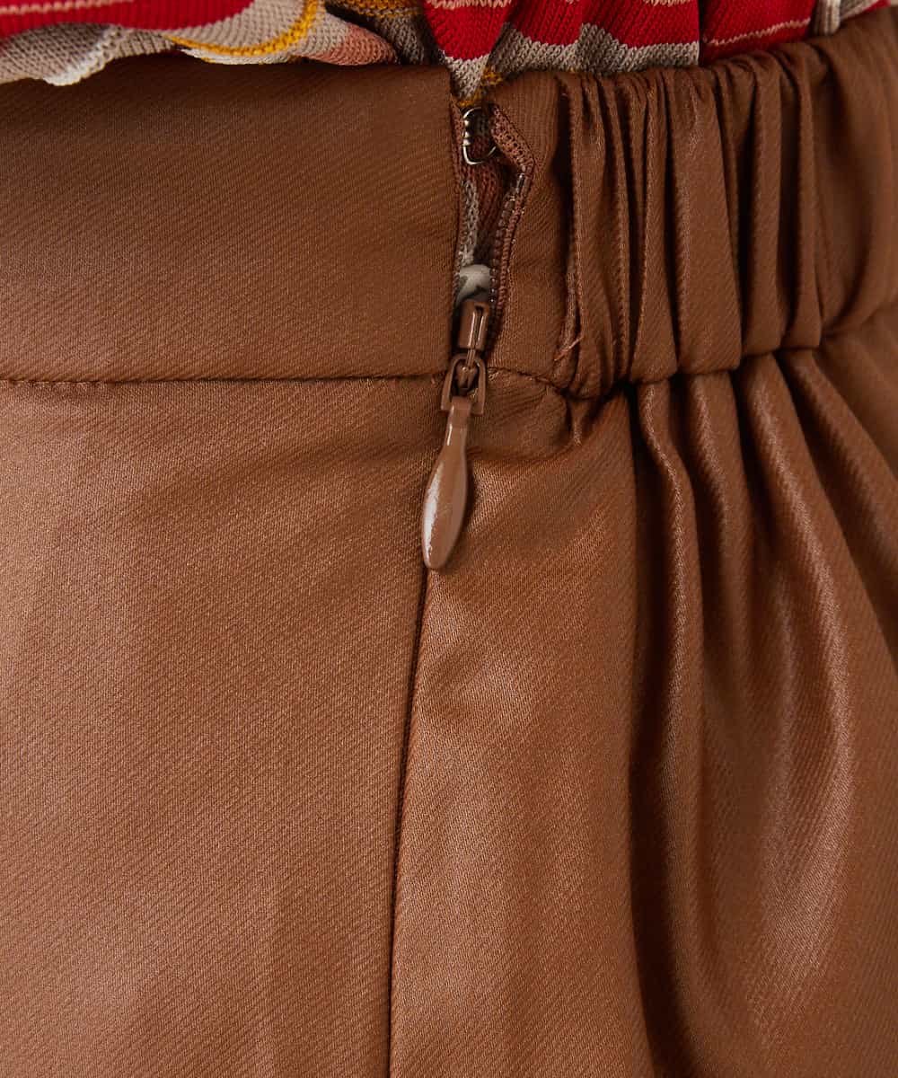 PYLJM05290 CHRISTIAN AUJARD(小さいサイズ)(メゾン ドゥ サンク) レザータッチフレアパンツ ブラウン