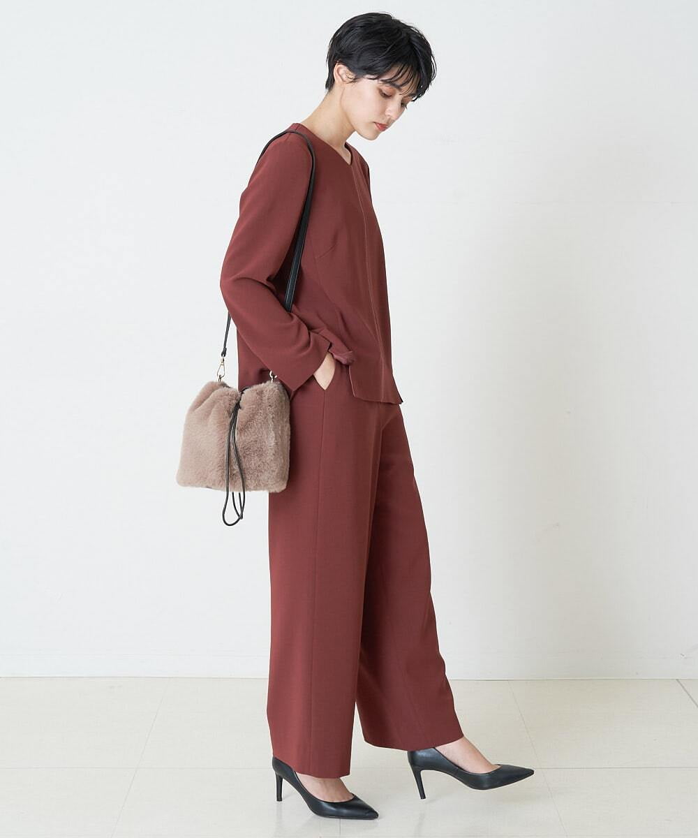 PYLJP63290 CHRISTIAN AUJARD(小さいサイズ)(メゾン ドゥ サンク) 【セットアップ対応】ダブルクロスセミワイドパンツ ネイビー