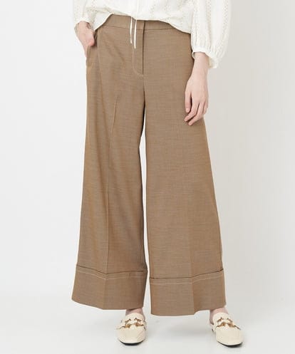 PYLJS21330  [セットアップ対応]ステッチデザインセミワイドパンツ