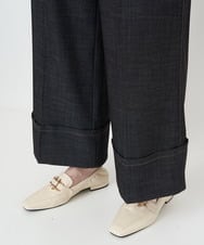 PYLJS21330 CHRISTIAN AUJARD(小さいサイズ)(メゾン ドゥ サンク) [セットアップ対応]ステッチデザインセミワイドパンツ ブラウン