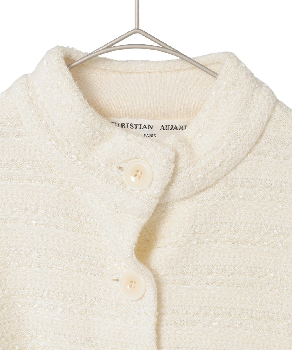 PYSAD05590 CHRISTIAN AUJARD(小さいサイズ)(メゾン ドゥ サンク) ラメニットバージャケット ブラック