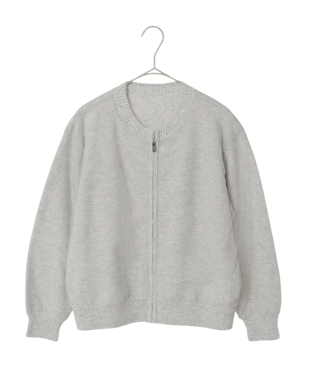 PYSAD15490 CHRISTIAN AUJARD(小さいサイズ)(メゾン ドゥ サンク) チュール重ねニットブルゾン ライトグレー