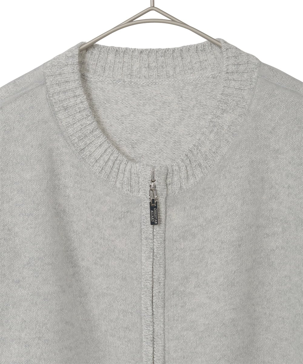 PYSAD15490 CHRISTIAN AUJARD(小さいサイズ)(メゾン ドゥ サンク) チュール重ねニットブルゾン ライトグレー