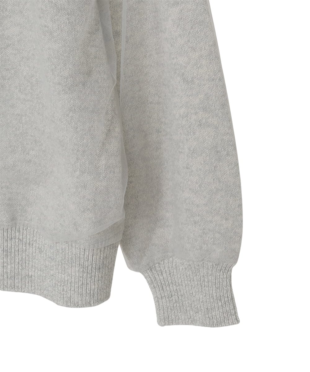 PYSAD15490 CHRISTIAN AUJARD(小さいサイズ)(メゾン ドゥ サンク) チュール重ねニットブルゾン ライトグレー