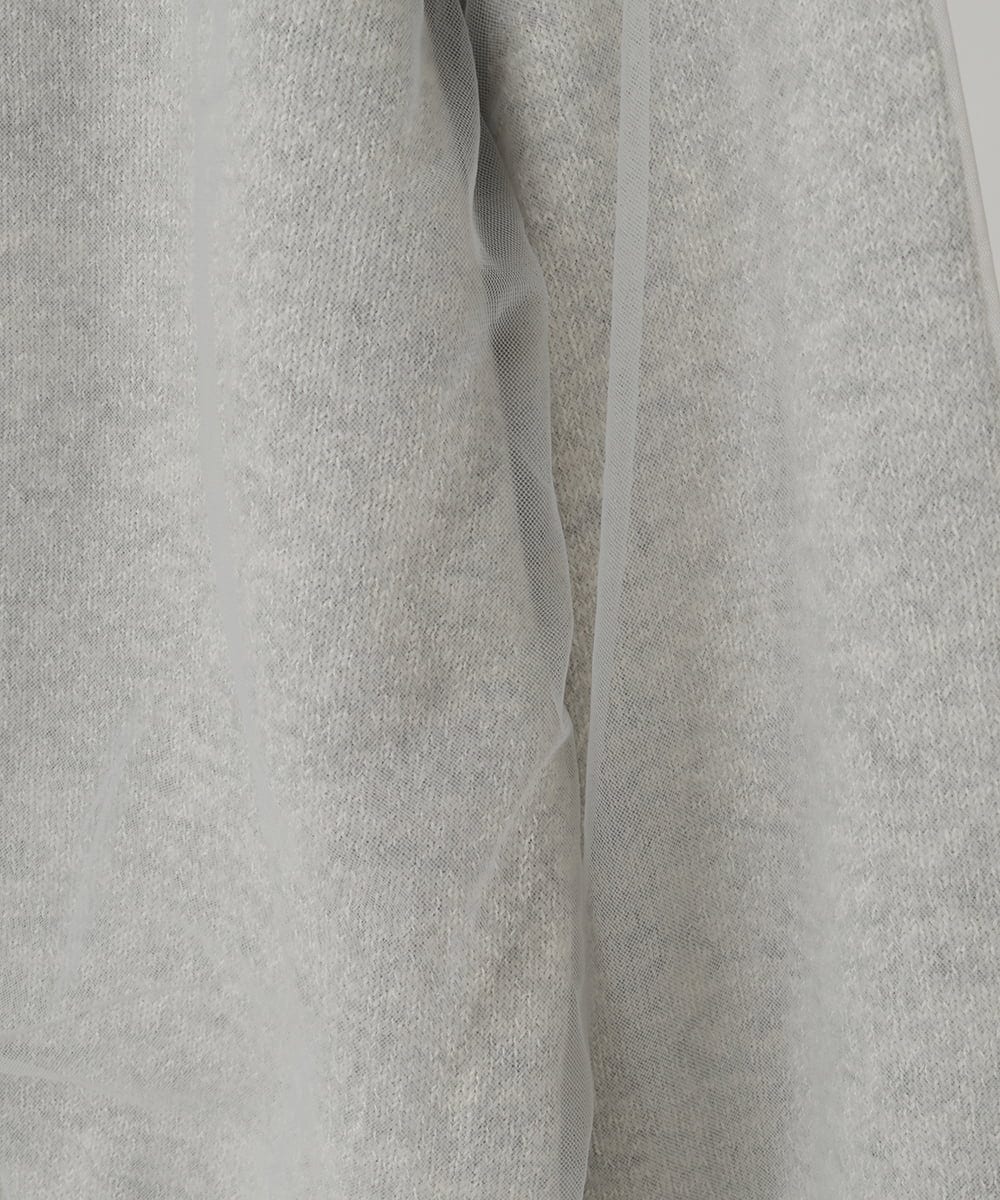 PYSAD15490 CHRISTIAN AUJARD(小さいサイズ)(メゾン ドゥ サンク) チュール重ねニットブルゾン ライトグレー