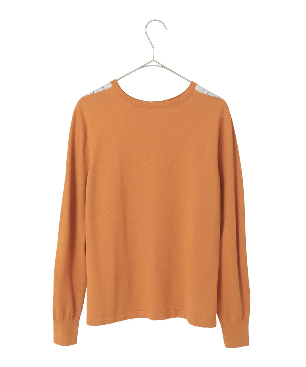 PYSAD32490 CHRISTIAN AUJARD(小さいサイズ)(メゾン ドゥ サンク) [アンサンブル対応]アートプリントドッキングニットカーディガン ベージュ×オレンジ