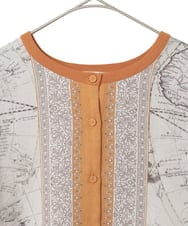 PYSAD32490 CHRISTIAN AUJARD(小さいサイズ)(メゾン ドゥ サンク) [アンサンブル対応]アートプリントドッキングニットカーディガン ベージュ×オレンジ