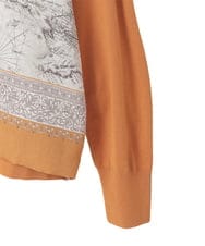 PYSAD32490 CHRISTIAN AUJARD(小さいサイズ)(メゾン ドゥ サンク) [アンサンブル対応]アートプリントドッキングニットカーディガン ベージュ×オレンジ