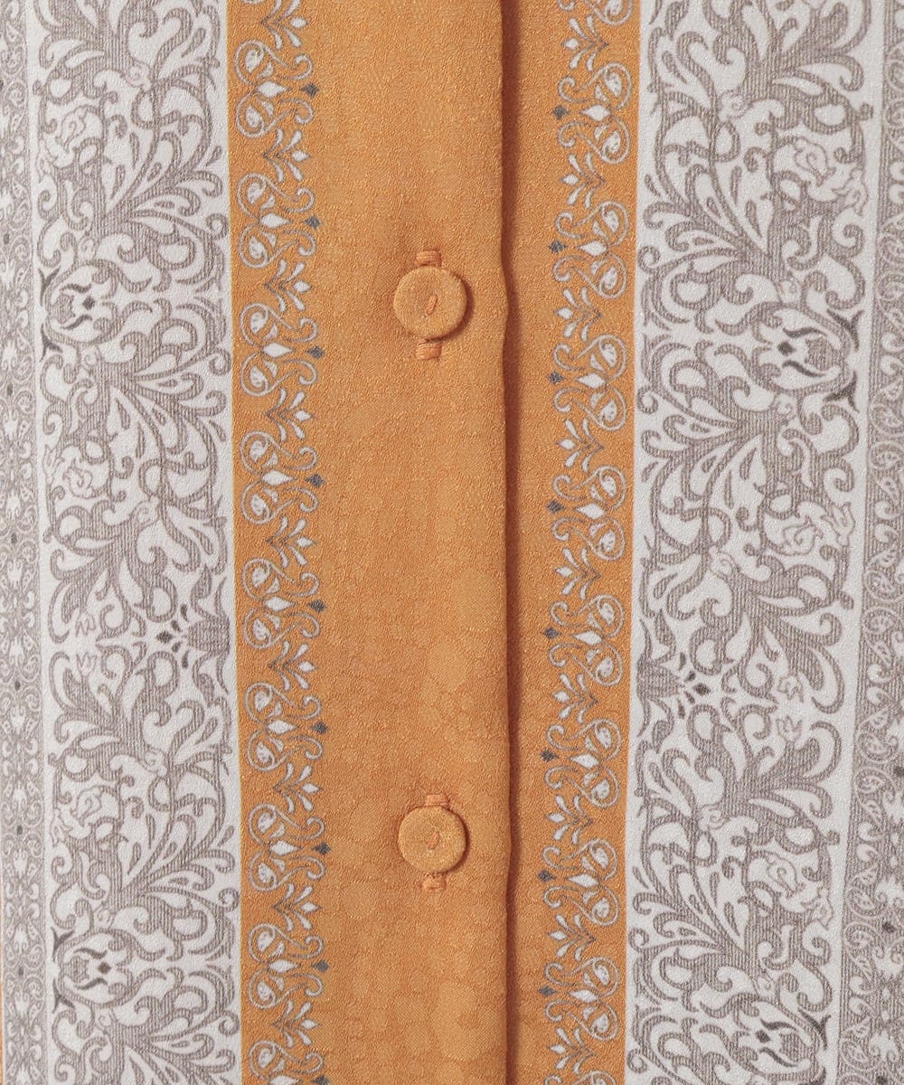 PYSAD32490 CHRISTIAN AUJARD(小さいサイズ)(メゾン ドゥ サンク) [アンサンブル対応]アートプリントドッキングニットカーディガン ベージュ×オレンジ