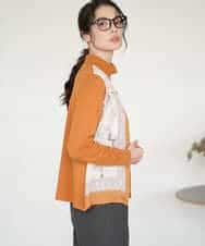 PYSAD32490 CHRISTIAN AUJARD(小さいサイズ)(メゾン ドゥ サンク) [アンサンブル対応]アートプリントドッキングニットカーディガン ベージュ×オレンジ