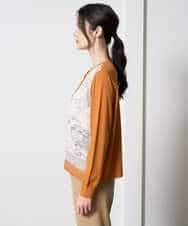 PYSAD32490 CHRISTIAN AUJARD(小さいサイズ)(メゾン ドゥ サンク) [アンサンブル対応]アートプリントドッキングニットカーディガン ベージュ×オレンジ