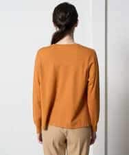 PYSAD32490 CHRISTIAN AUJARD(小さいサイズ)(メゾン ドゥ サンク) [アンサンブル対応]アートプリントドッキングニットカーディガン ベージュ×オレンジ