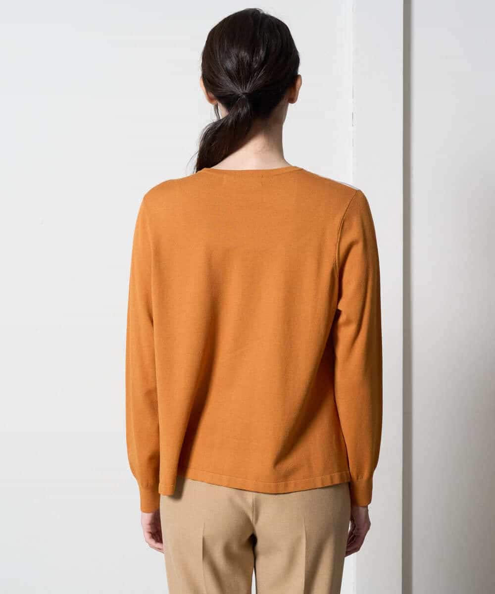 PYSAD32490 CHRISTIAN AUJARD(小さいサイズ)(メゾン ドゥ サンク) [アンサンブル対応]アートプリントドッキングニットカーディガン ベージュ×オレンジ