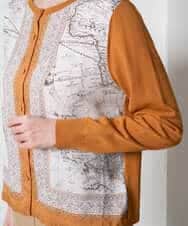 PYSAD32490 CHRISTIAN AUJARD(小さいサイズ)(メゾン ドゥ サンク) [アンサンブル対応]アートプリントドッキングニットカーディガン ベージュ×オレンジ