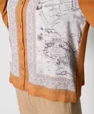 PYSAD32490 CHRISTIAN AUJARD(小さいサイズ)(メゾン ドゥ サンク) [アンサンブル対応]アートプリントドッキングニットカーディガン ベージュ×オレンジ