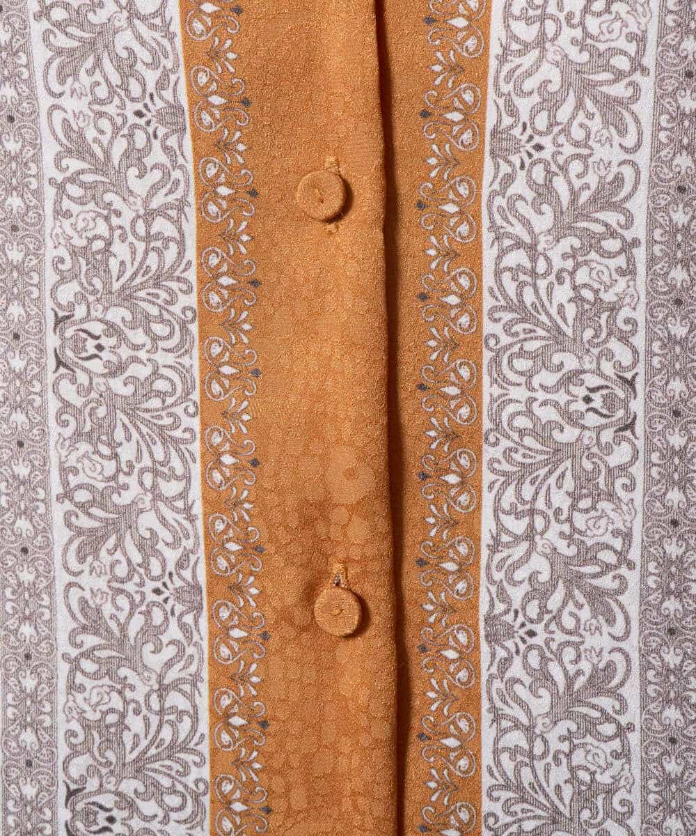 PYSAD32490 CHRISTIAN AUJARD(小さいサイズ)(メゾン ドゥ サンク) [アンサンブル対応]アートプリントドッキングニットカーディガン ベージュ×オレンジ