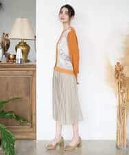 PYSAD32490 CHRISTIAN AUJARD(小さいサイズ)(メゾン ドゥ サンク) [アンサンブル対応]アートプリントドッキングニットカーディガン ベージュ×オレンジ