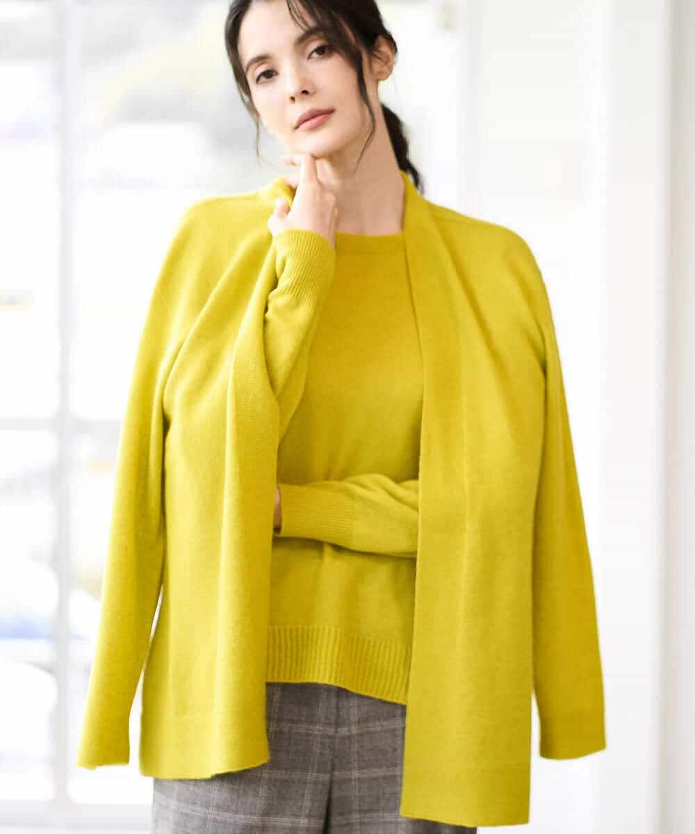 PYSAD37450 CHRISTIAN AUJARD(小さいサイズ)(メゾン ドゥ サンク) [アンサンブル対応]カシミヤシルクニットカーディガン ライム