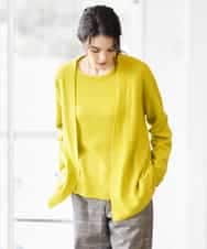 PYSAD37450 CHRISTIAN AUJARD(小さいサイズ)(メゾン ドゥ サンク) [アンサンブル対応]カシミヤシルクニットカーディガン ライム