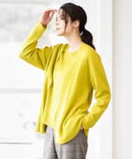 PYSAD37450 CHRISTIAN AUJARD(小さいサイズ)(メゾン ドゥ サンク) [アンサンブル対応]カシミヤシルクニットカーディガン ライム