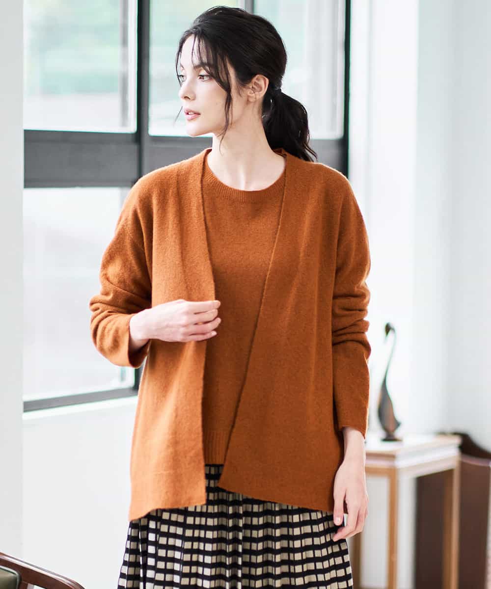 PYSAD37450 CHRISTIAN AUJARD(小さいサイズ)(メゾン ドゥ サンク) [アンサンブル対応]カシミヤシルクニットカーディガン ライム