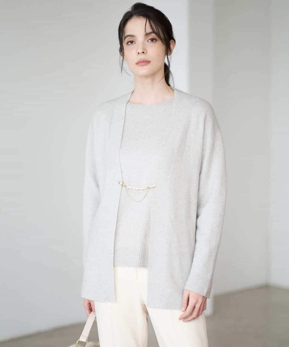 PYSAD37450 CHRISTIAN AUJARD(小さいサイズ)(メゾン ドゥ サンク) [アンサンブル対応]カシミヤシルクニットカーディガン ライム