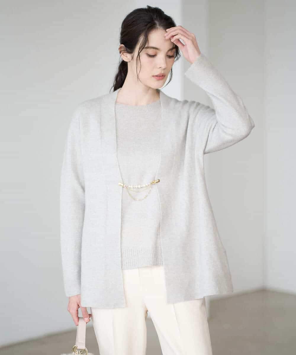 PYSAD37450 CHRISTIAN AUJARD(小さいサイズ)(メゾン ドゥ サンク) [アンサンブル対応]カシミヤシルクニットカーディガン ライム