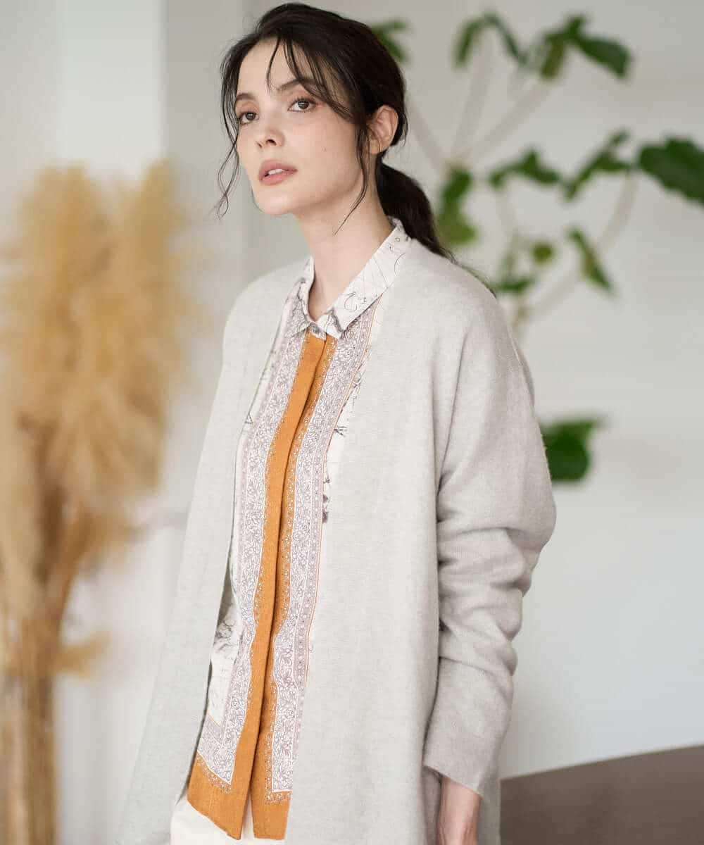 PYSAD37450 CHRISTIAN AUJARD(小さいサイズ)(メゾン ドゥ サンク) [アンサンブル対応]カシミヤシルクニットカーディガン ライム