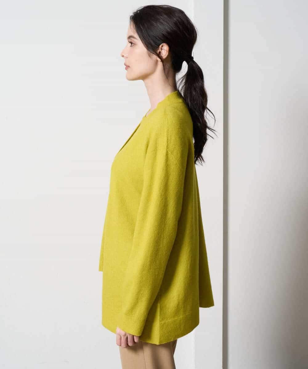 PYSAD37450 CHRISTIAN AUJARD(小さいサイズ)(メゾン ドゥ サンク) [アンサンブル対応]カシミヤシルクニットカーディガン ライム