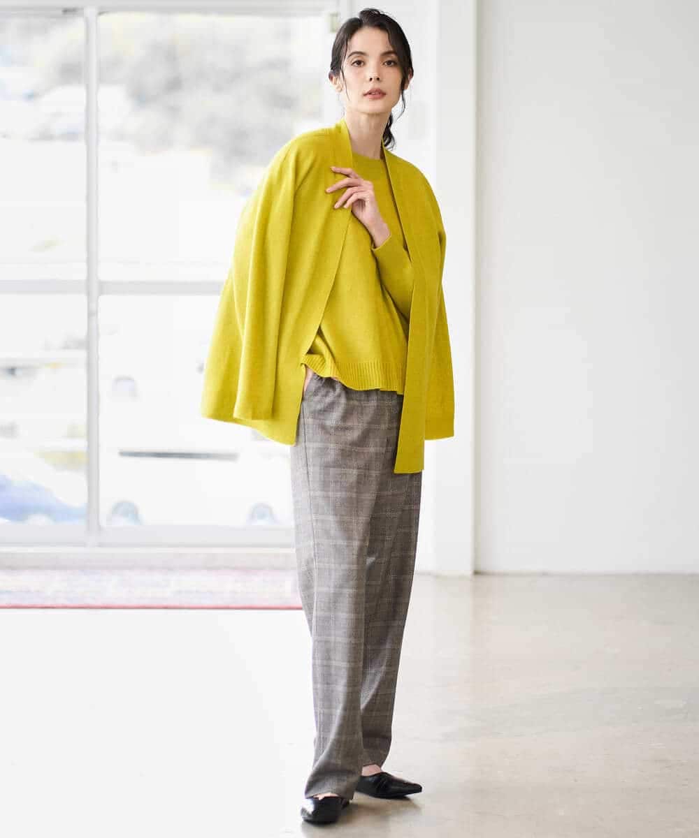 PYSAD37450 CHRISTIAN AUJARD(小さいサイズ)(メゾン ドゥ サンク) [アンサンブル対応]カシミヤシルクニットカーディガン ライム