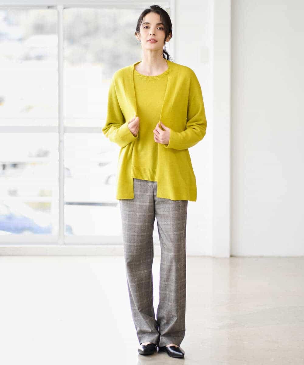 PYSAD37450 CHRISTIAN AUJARD(小さいサイズ)(メゾン ドゥ サンク) [アンサンブル対応]カシミヤシルクニットカーディガン ライム