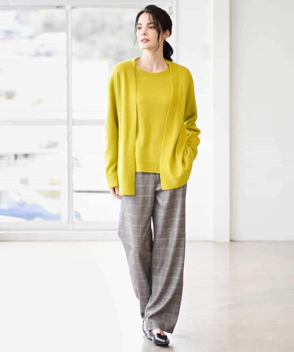 PYSAD37450 CHRISTIAN AUJARD(小さいサイズ)(メゾン ドゥ サンク) [アンサンブル対応]カシミヤシルクニットカーディガン ライム