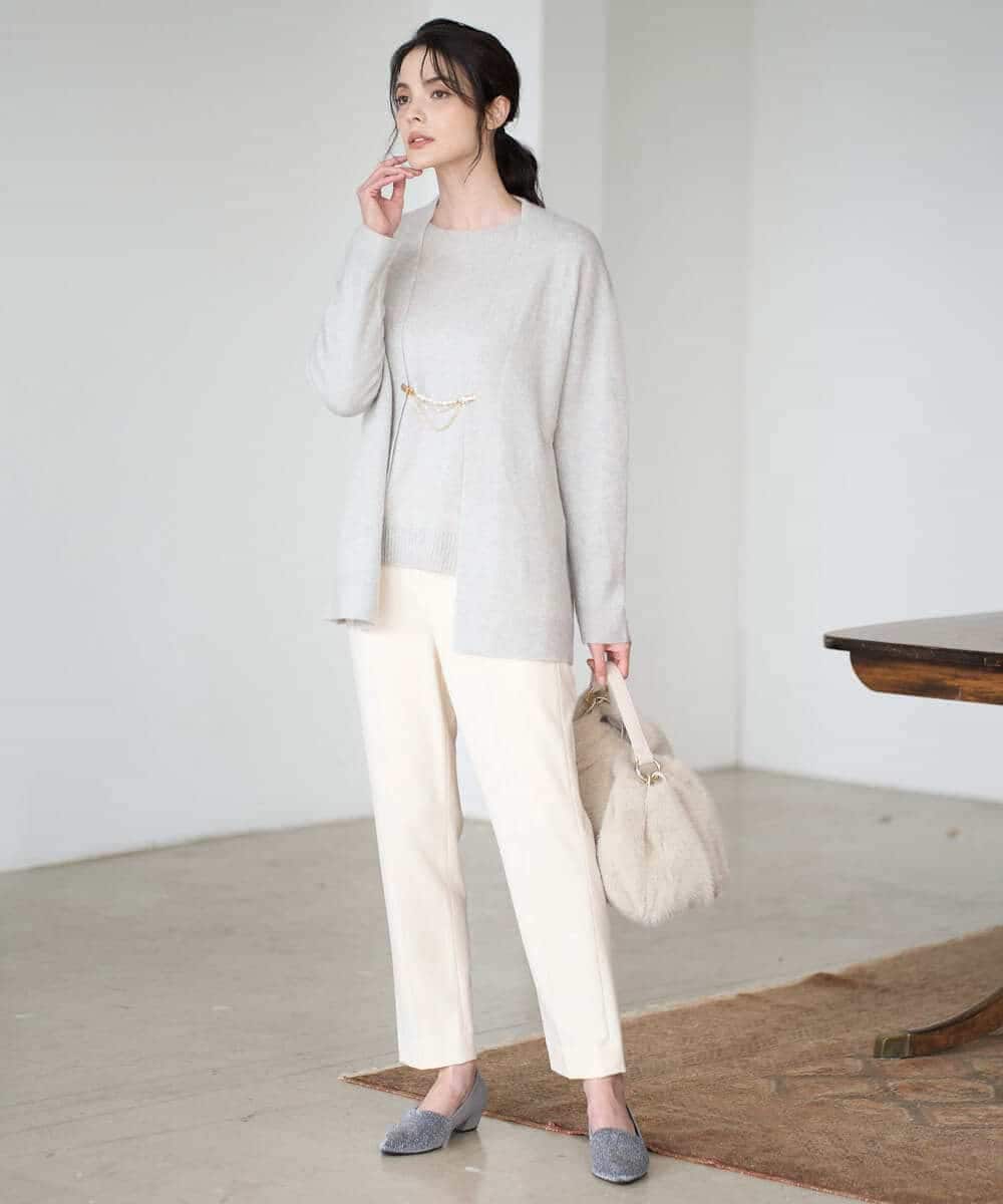 PYSAD37450 CHRISTIAN AUJARD(小さいサイズ)(メゾン ドゥ サンク) [アンサンブル対応]カシミヤシルクニットカーディガン ライム