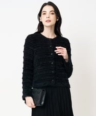 PYSCD01630 CHRISTIAN AUJARD(小さいサイズ)(メゾン ドゥ サンク) ファンシーツイードニットジャケット ブラック