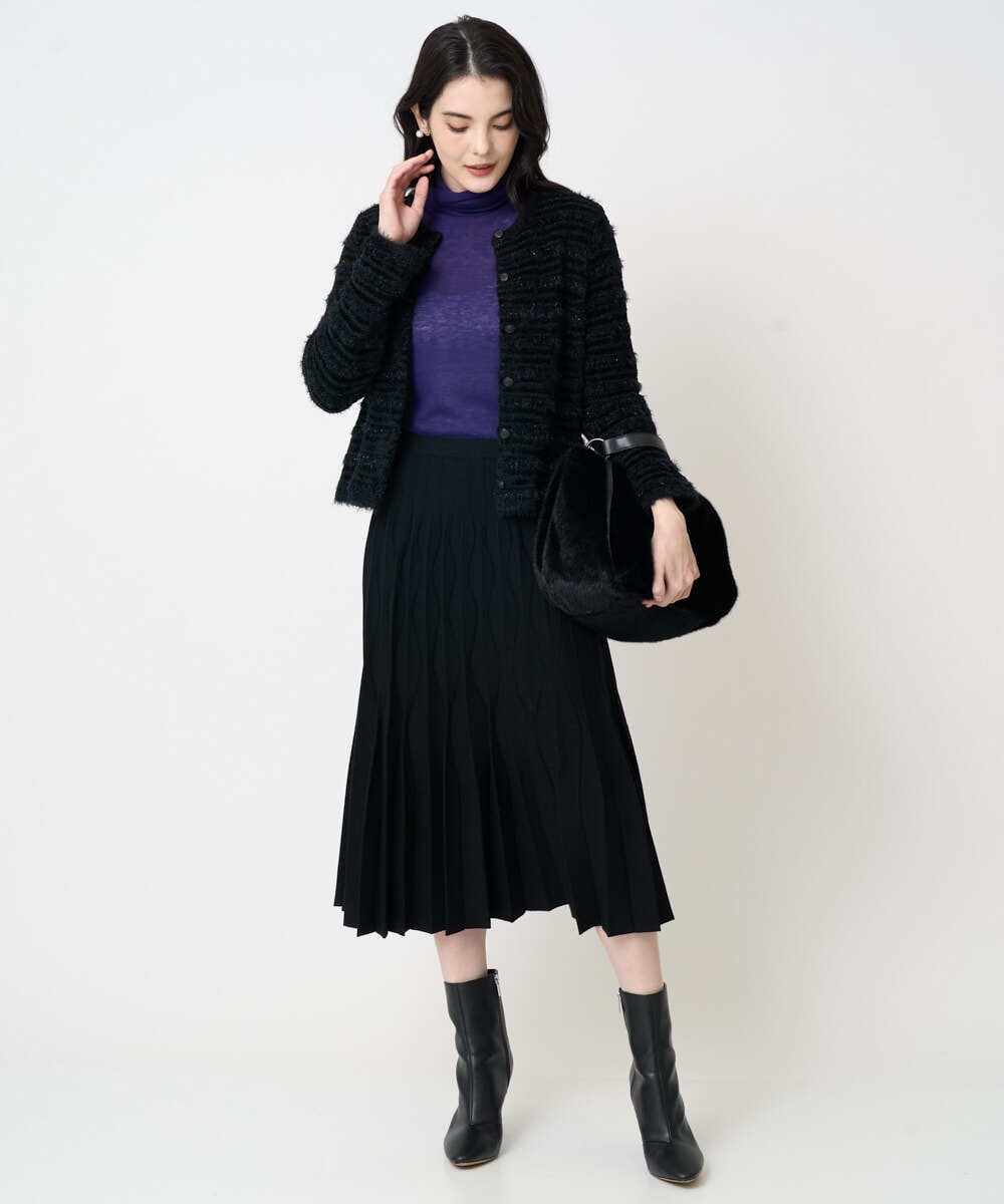 PYSCD01630 CHRISTIAN AUJARD(小さいサイズ)(メゾン ドゥ サンク) ファンシーツイードニットジャケット ブラック