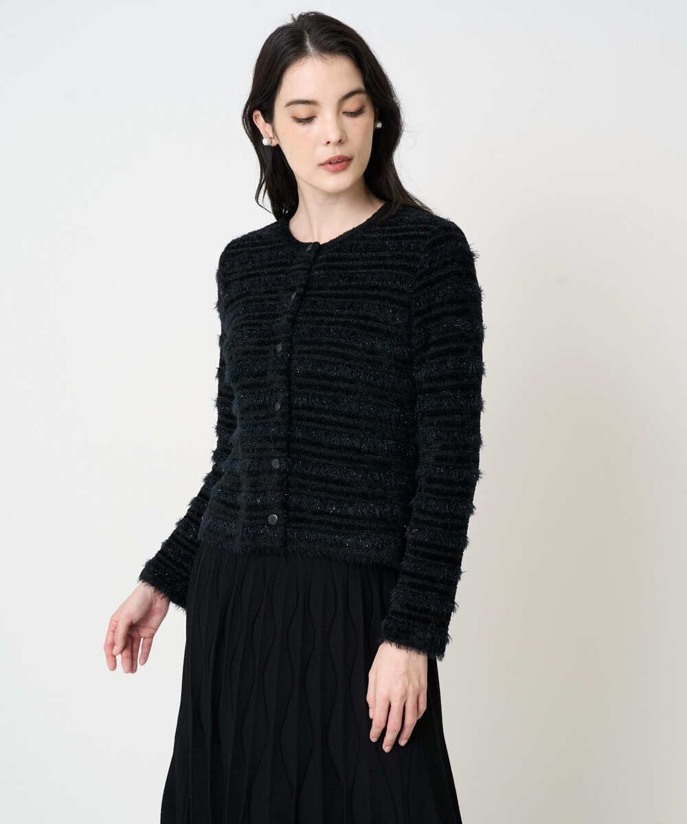 PYSCD01630 CHRISTIAN AUJARD(小さいサイズ)(メゾン ドゥ サンク) ファンシーツイードニットジャケット ブラック